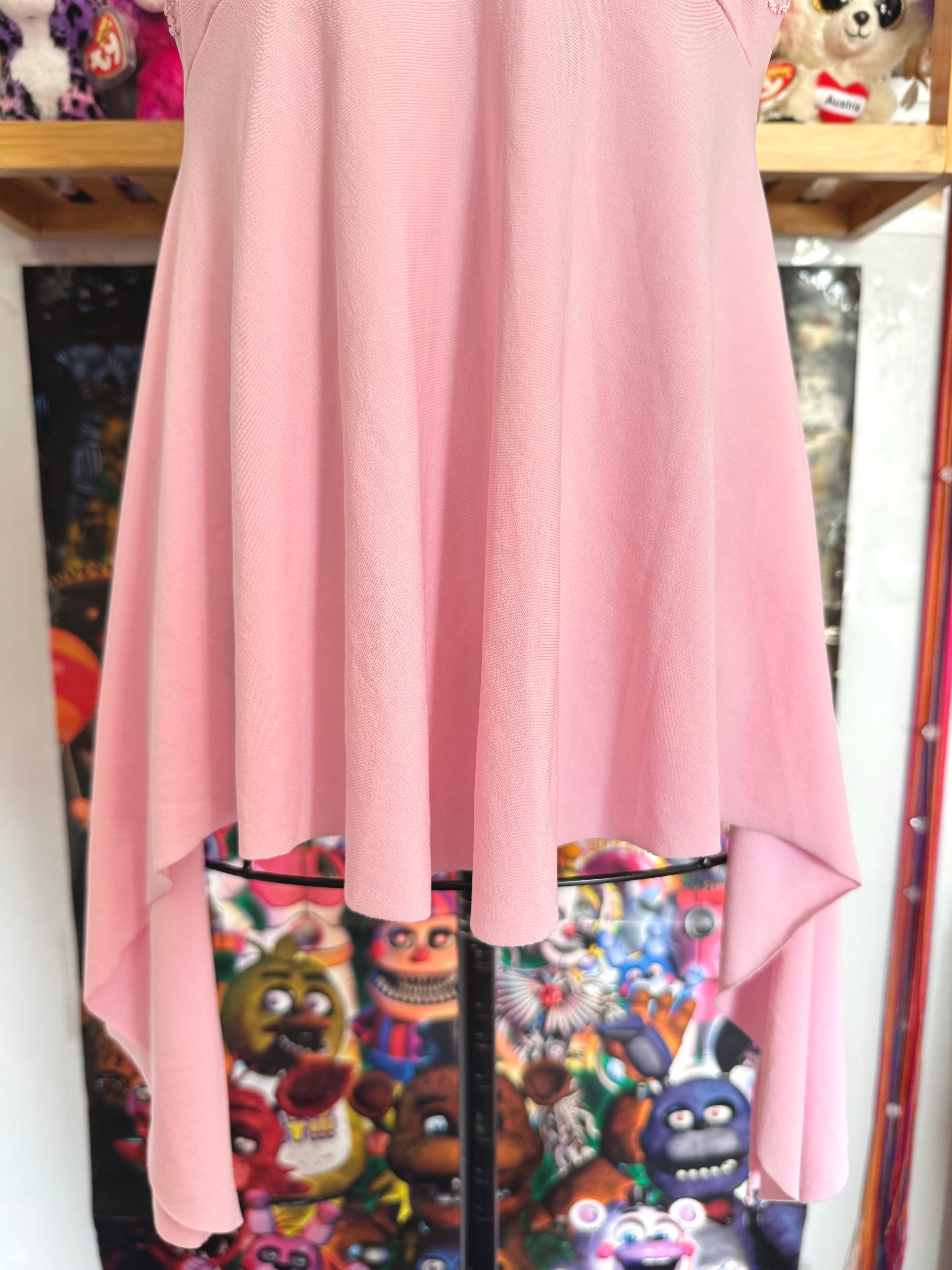 y2k vintage baby pink asymmetrical fairy hem ruched beaded cami top