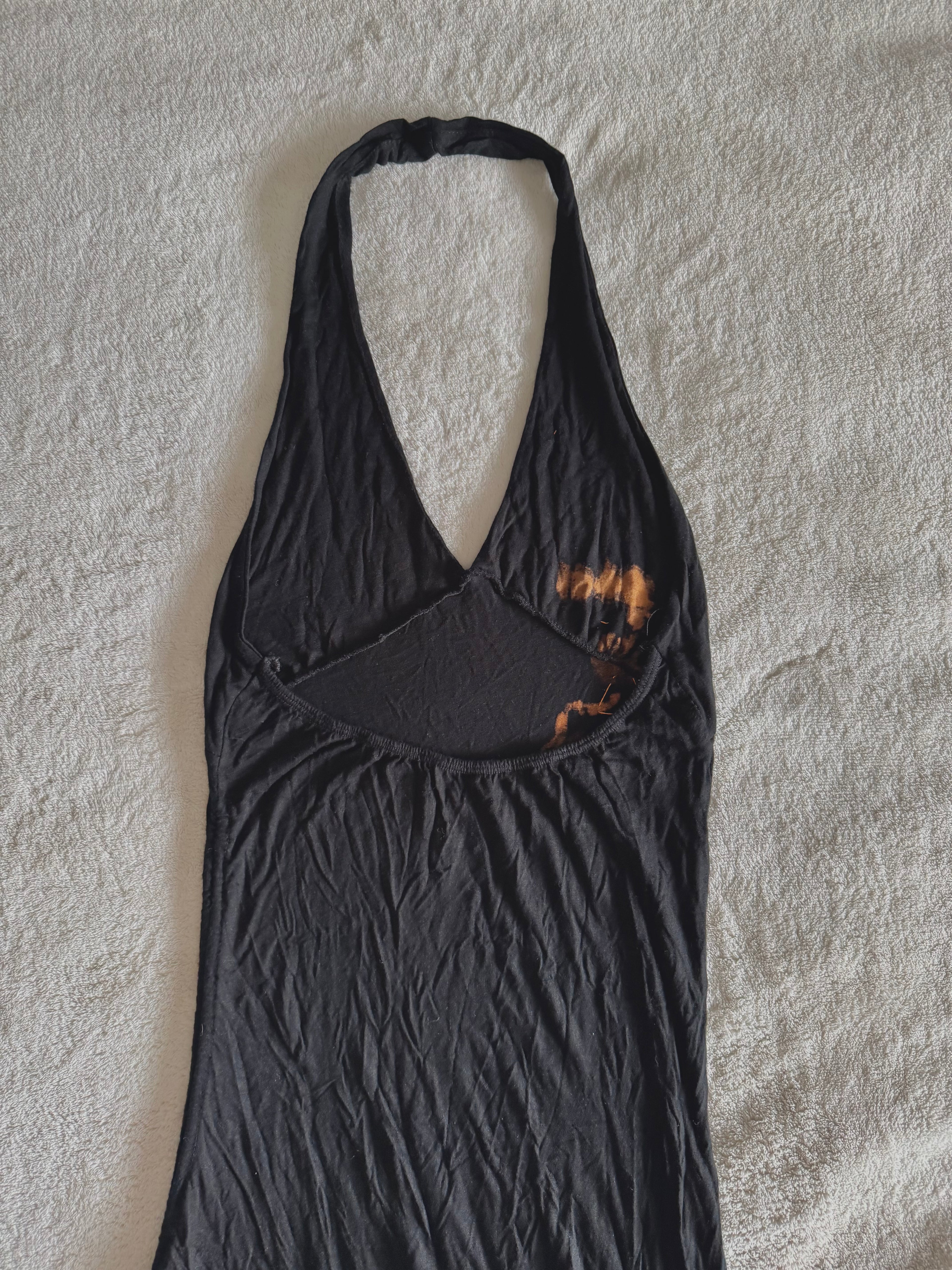 y2k vintage cotton and silk blend asymmetrical halterneck beaded dress
