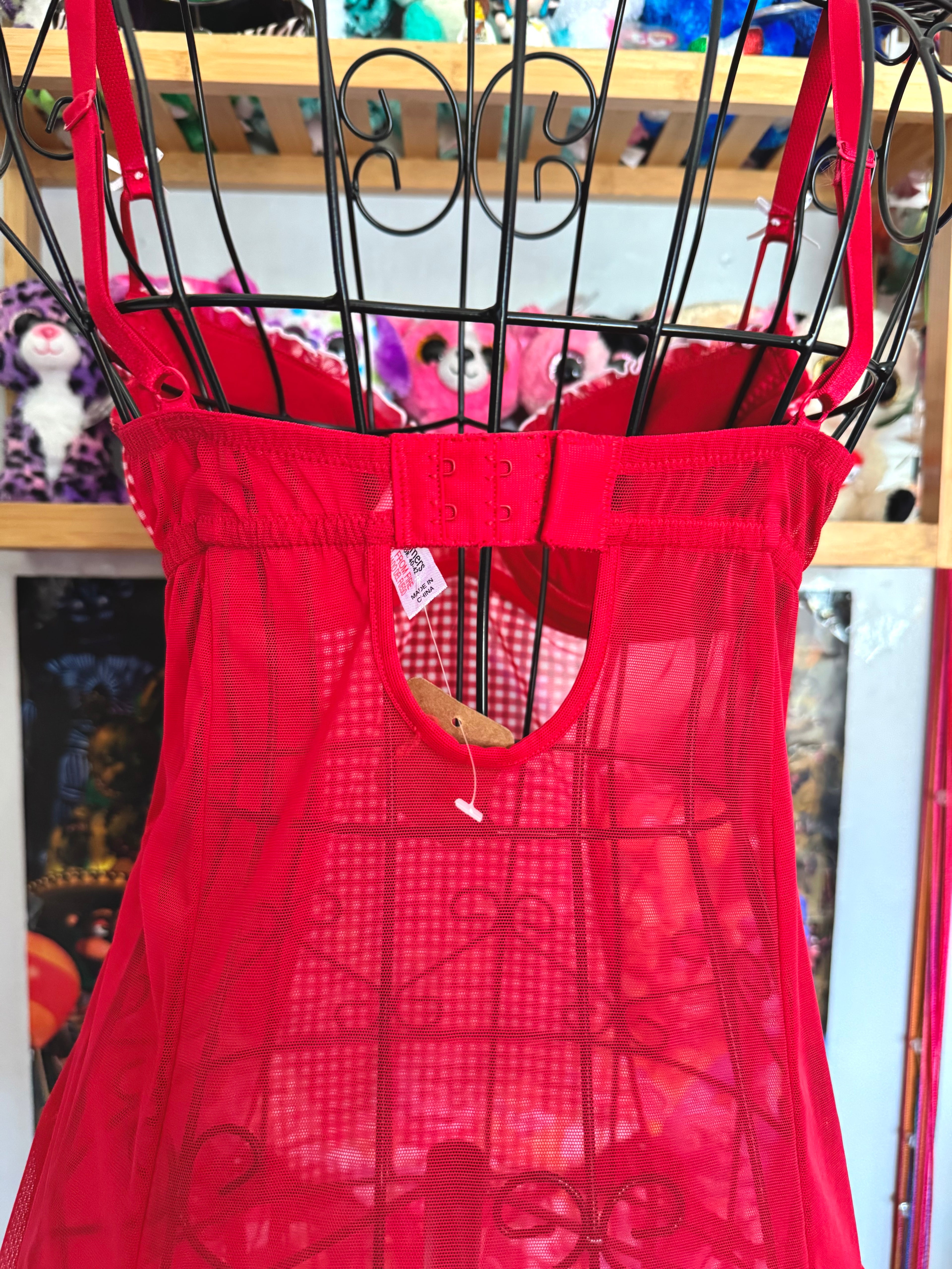 y2k vintage gingham red and white fitted mesh cami top coquette