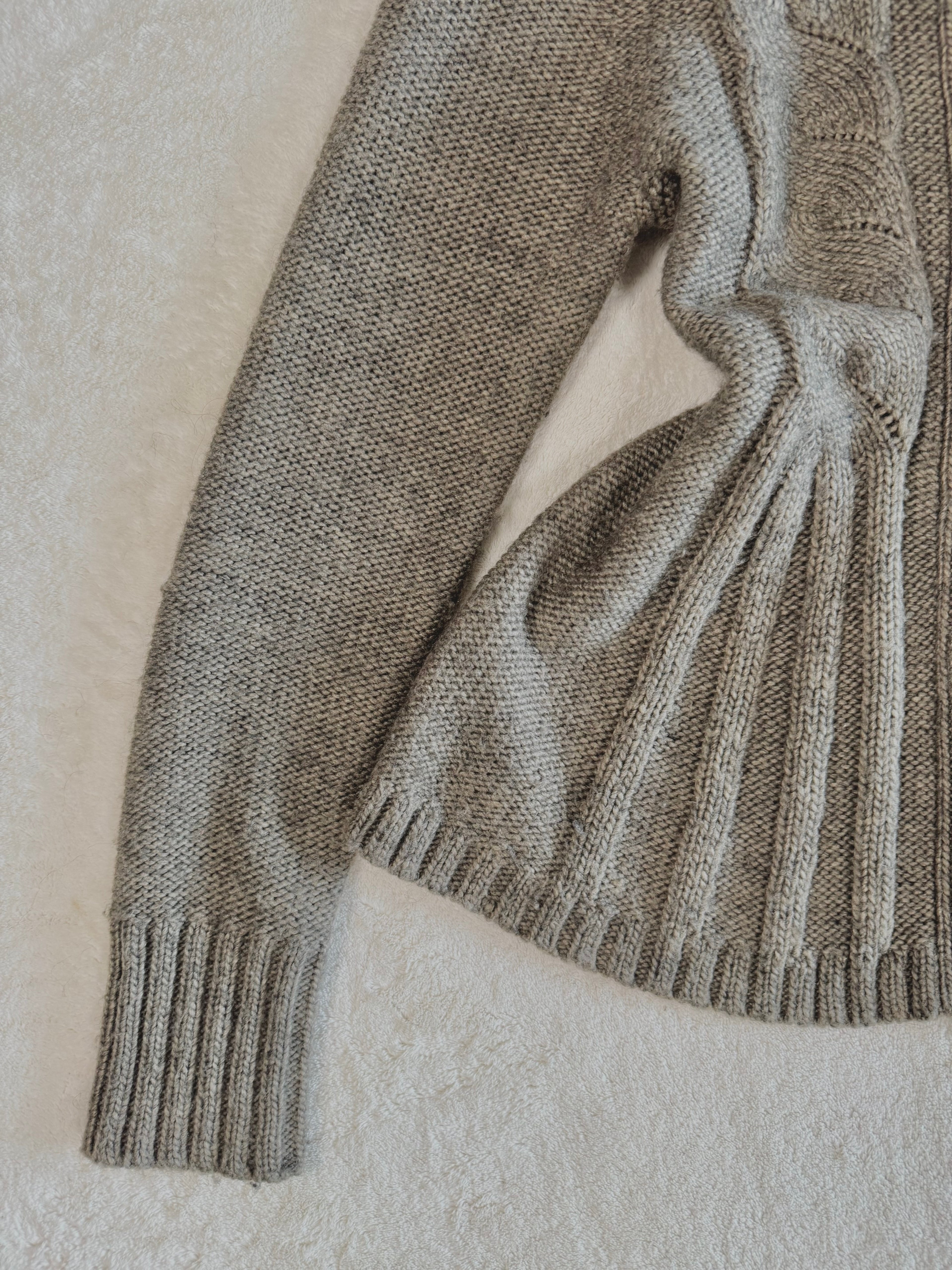 y2k vintage grey brown babydoll chunky knitted button up cardigan