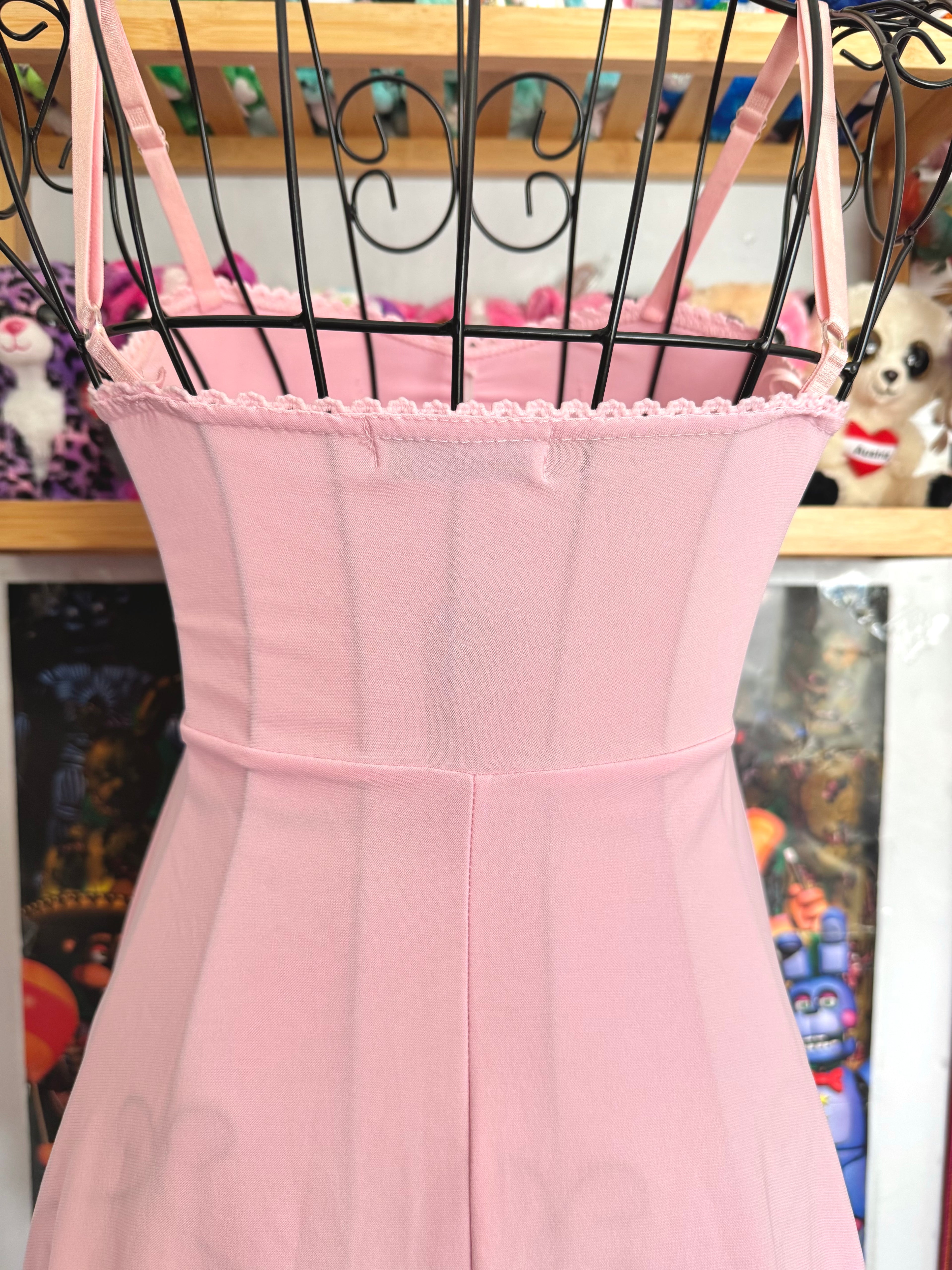 y2k vintage baby pink asymmetrical fairy hem ruched beaded cami top