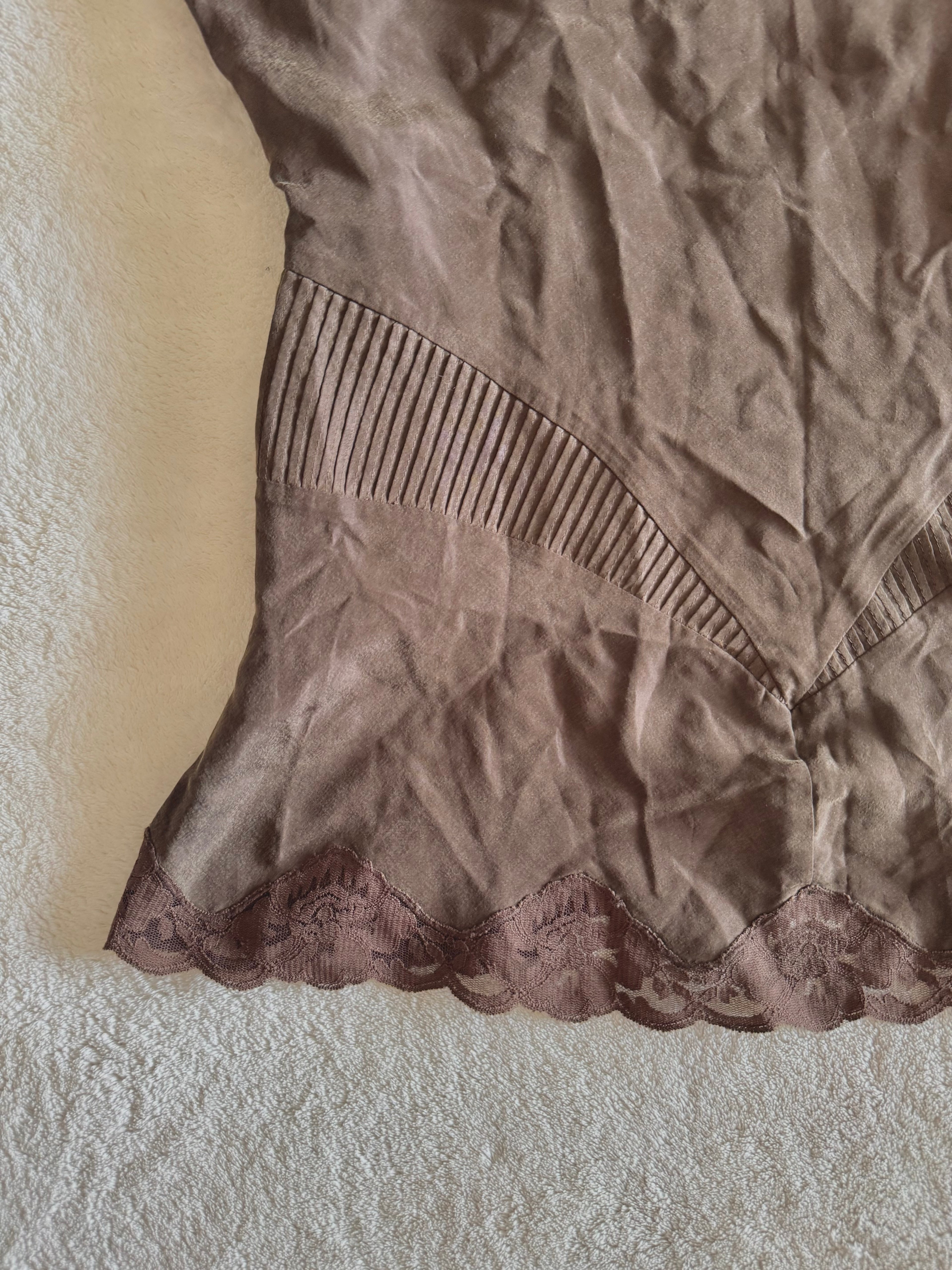 y2k vintage chocolate brown silk floral Karen Millen sleeveless vest top fairycore