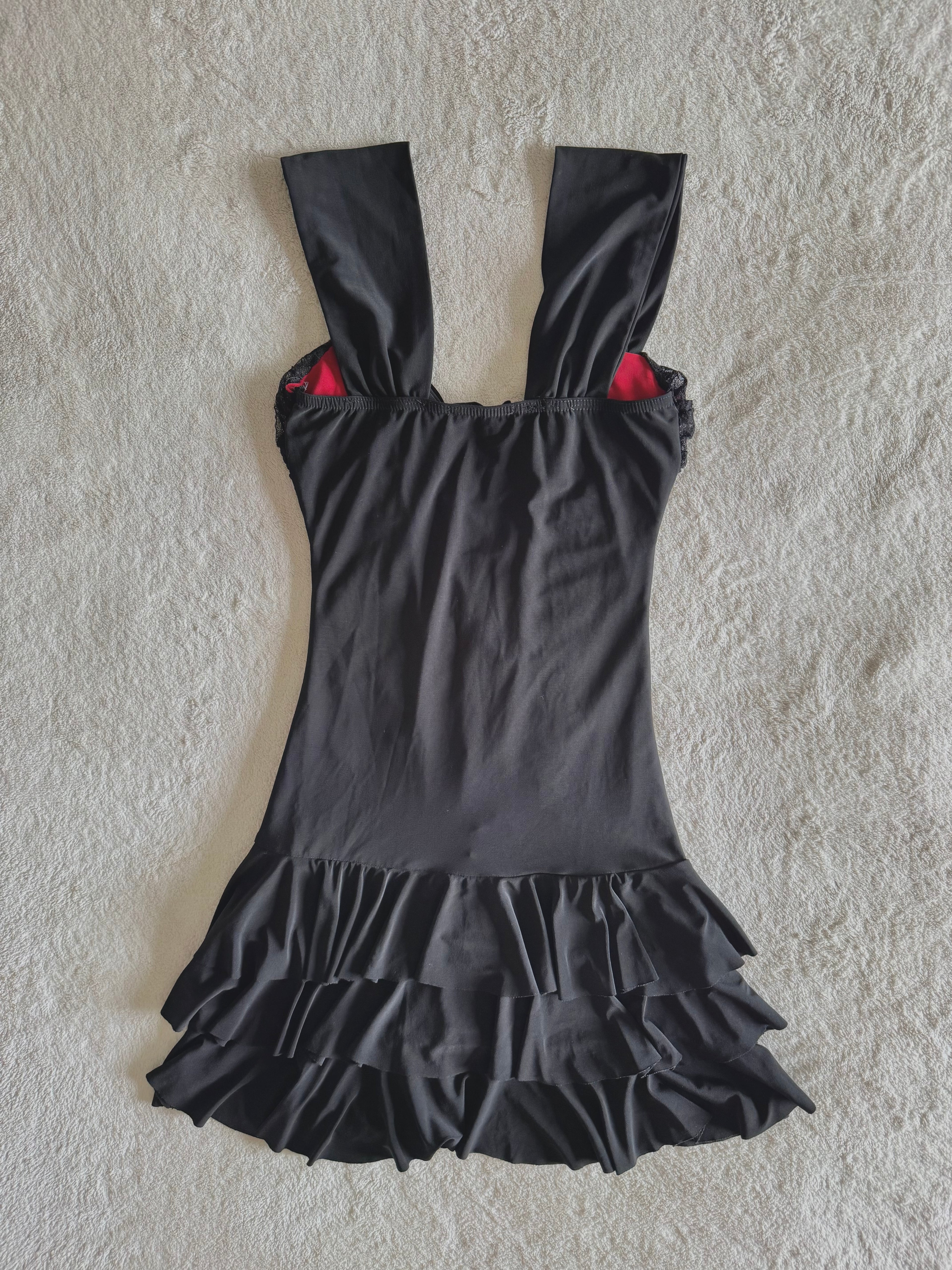 y2k vintage malgoth ruffle tiered lace up corset style mini dress