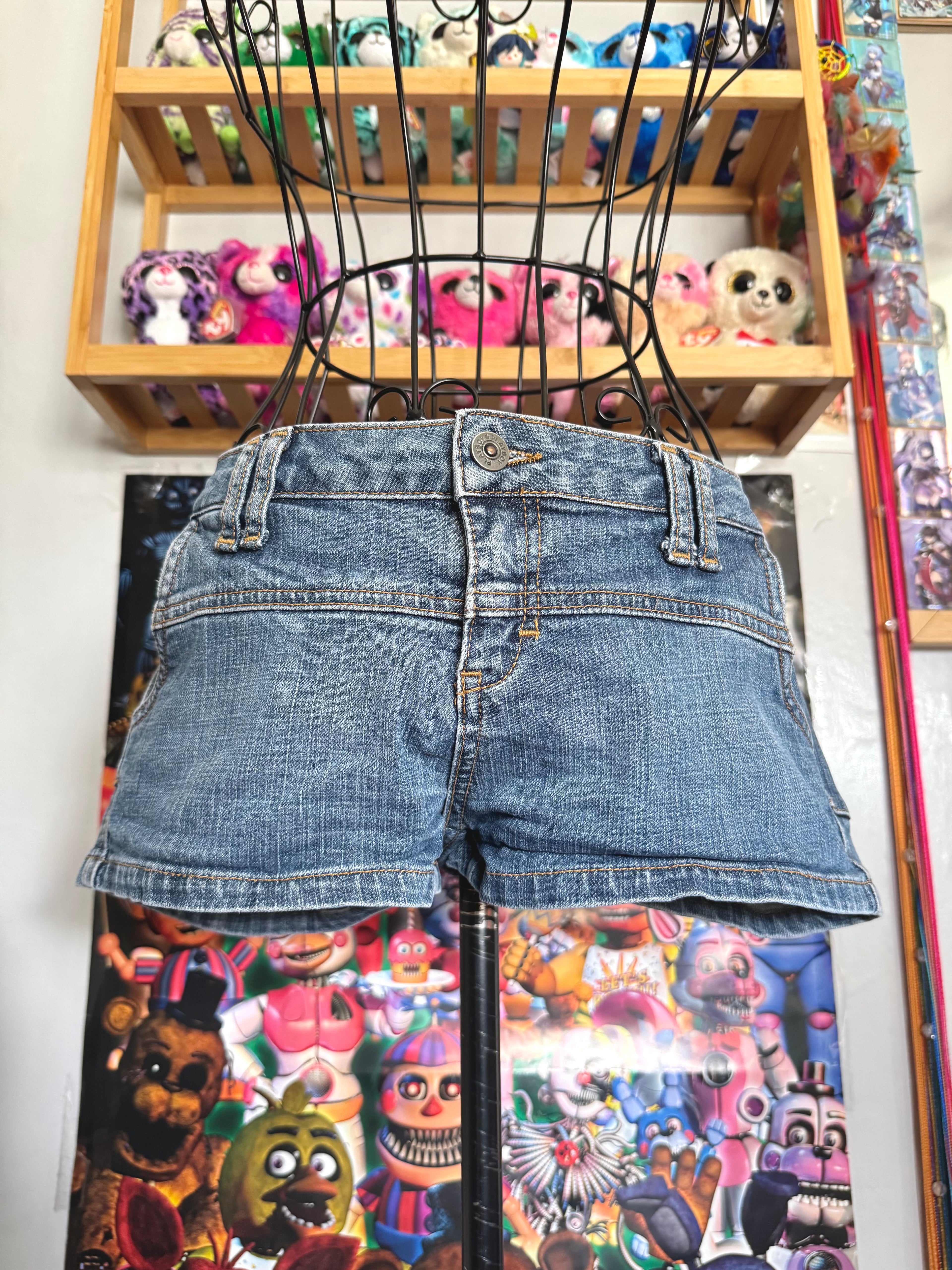 y2k vintage low waisted medium wash playboy bunny micro mini shorts