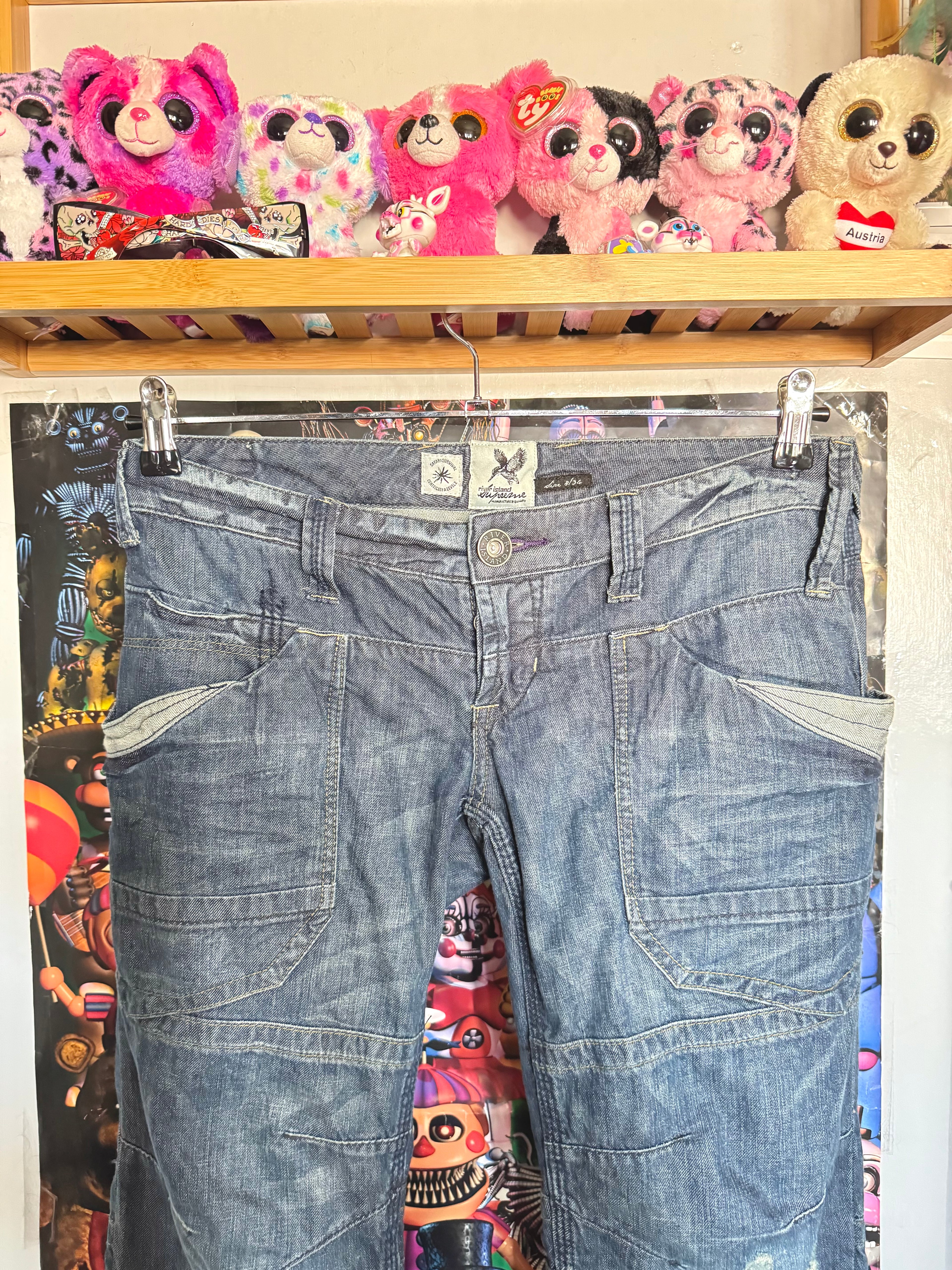 y2k vintage low waisted dark wash denim slouchy boyfriend jeans