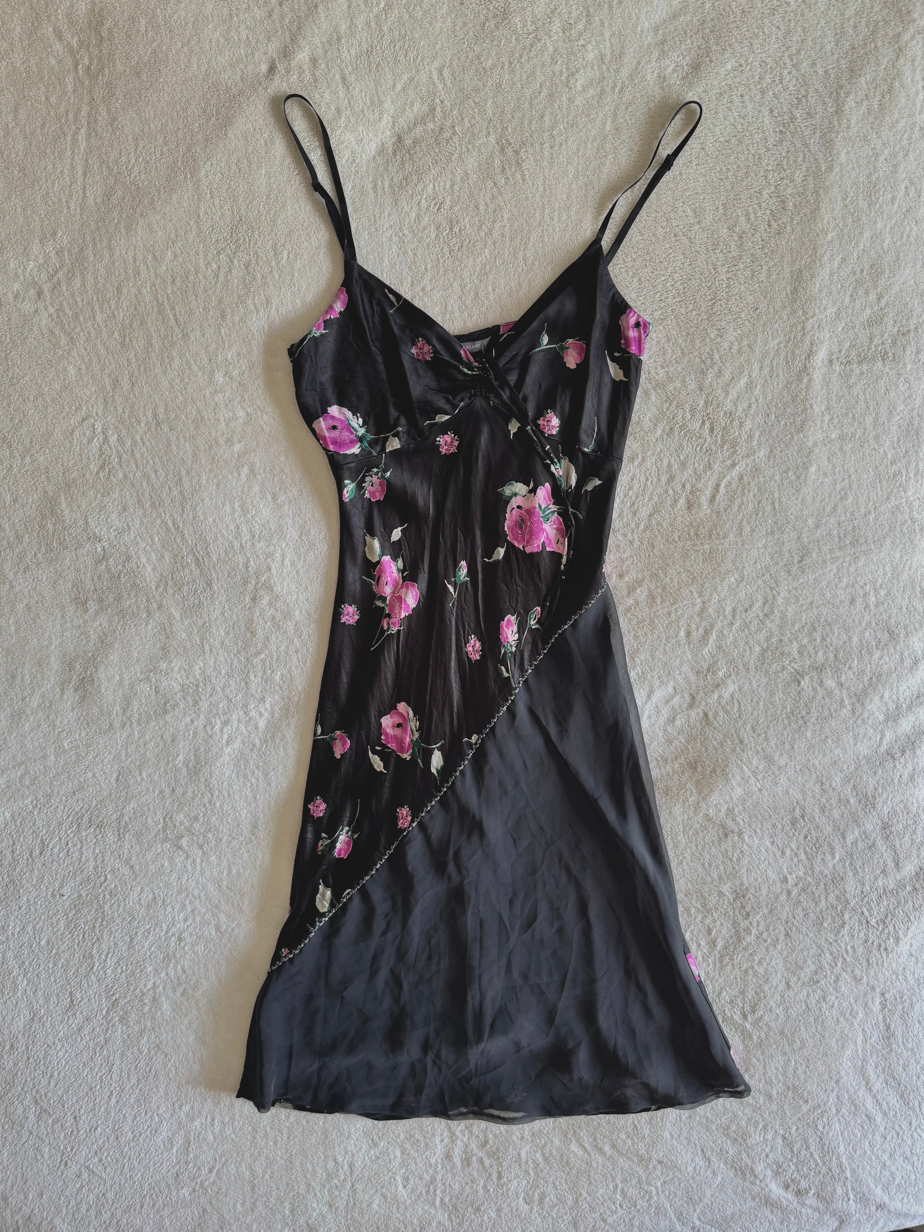 y2k vintage satin floral pattern asymmetric cut midi dress elegant