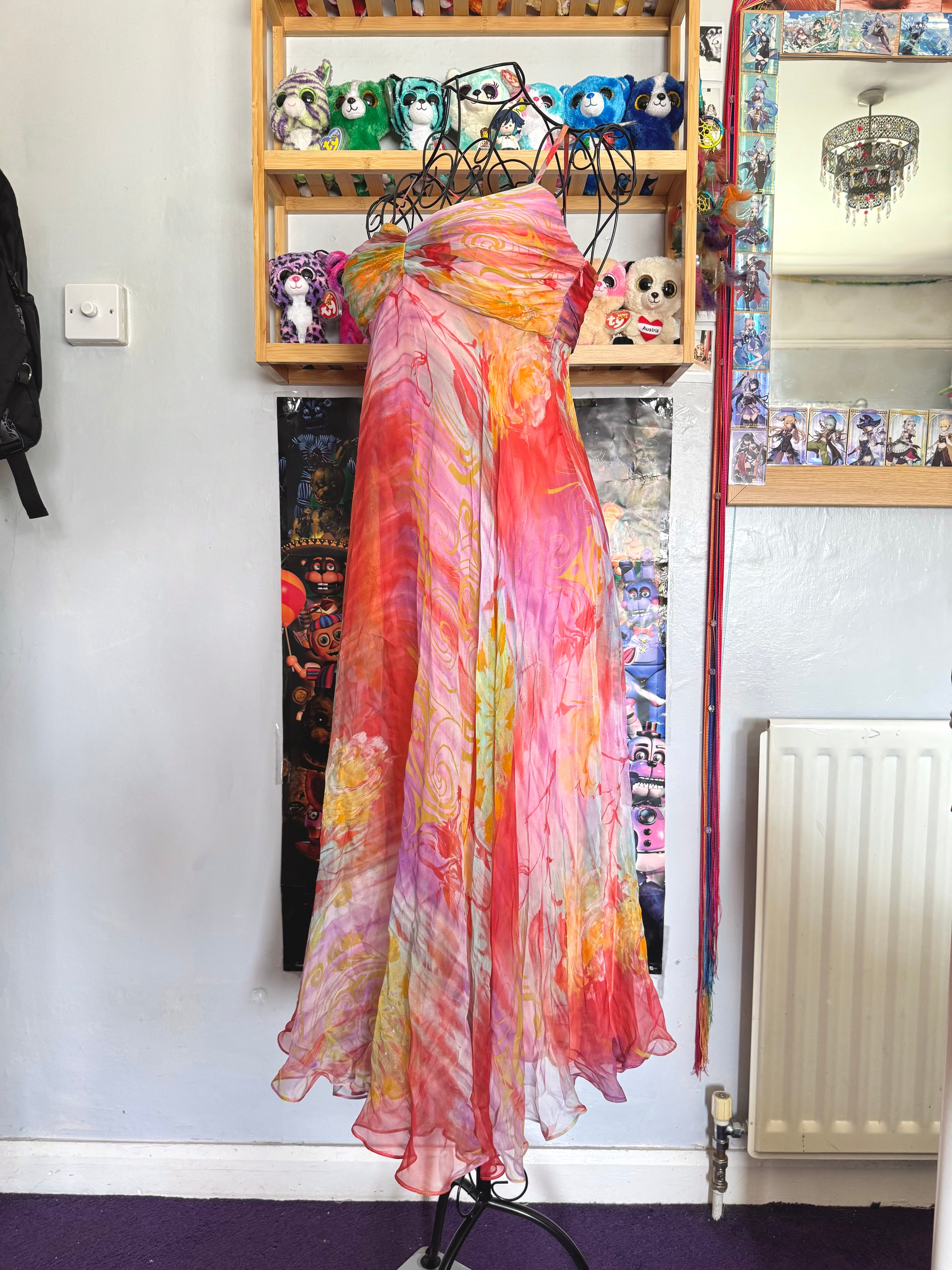 y2k vintage silk summer multicolour maxi dress with matching cardigan zara larsson