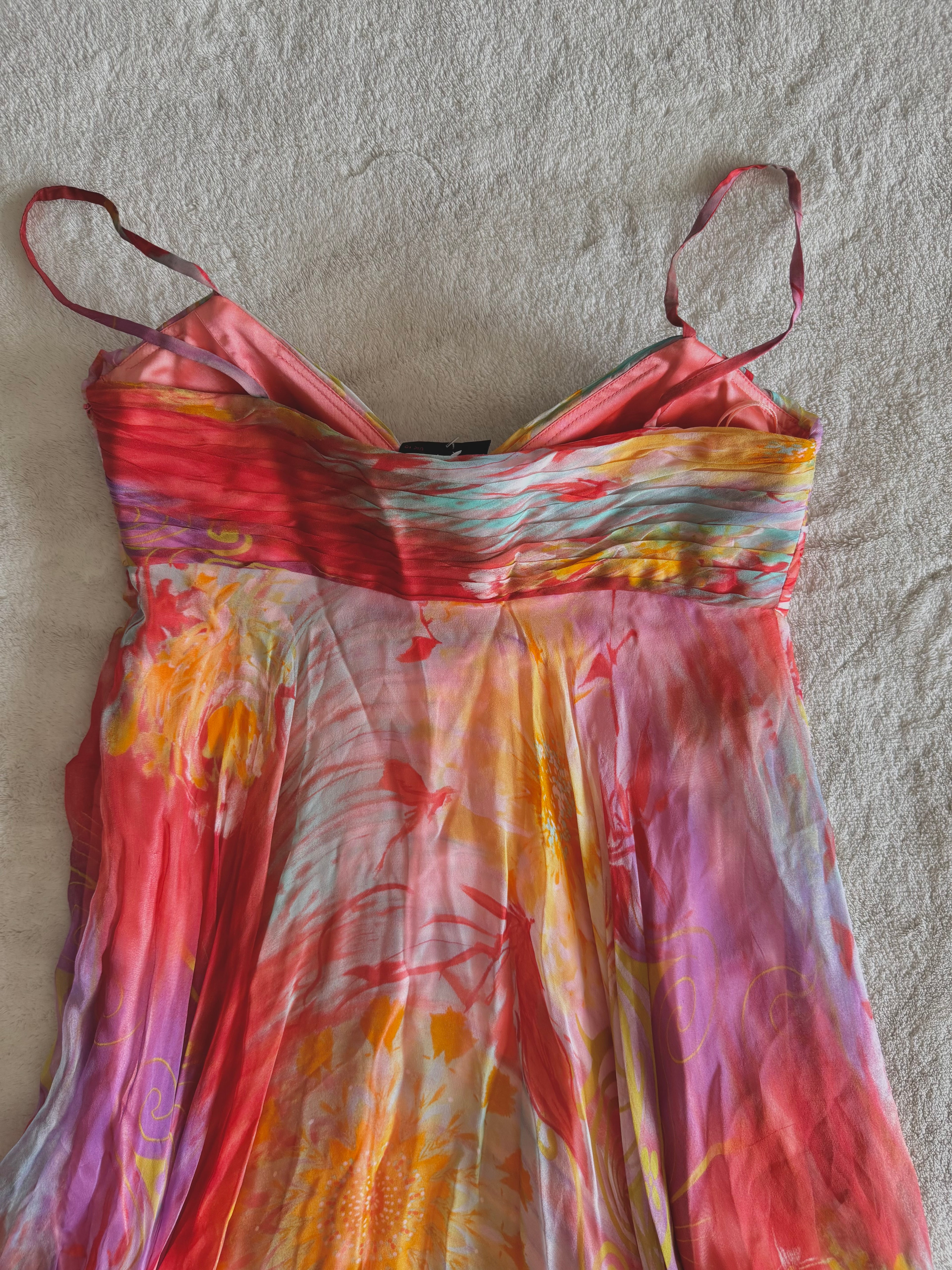 y2k vintage silk summer multicolour maxi dress with matching cardigan zara larsson