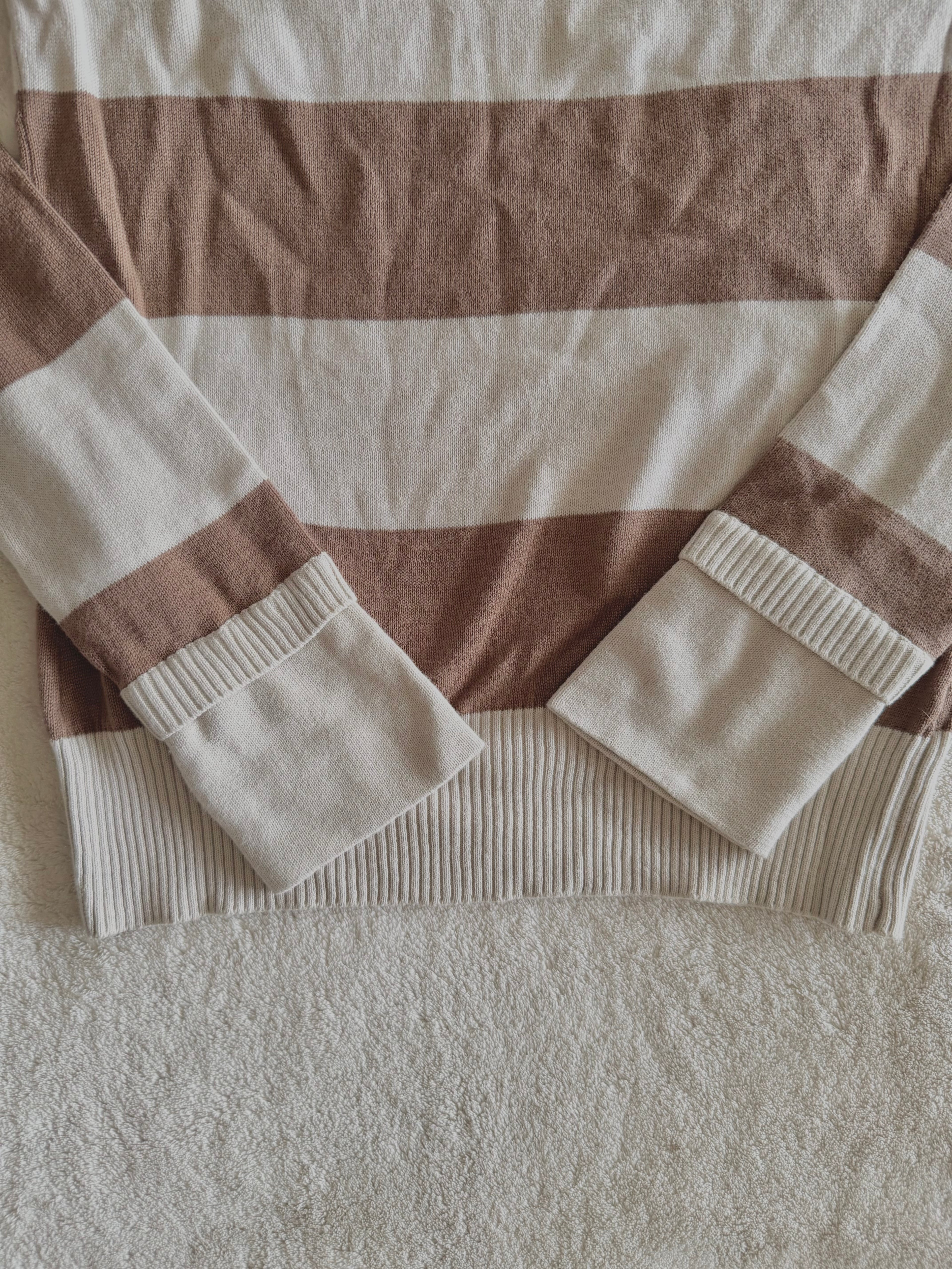 y2k vintage deadstock bnwt striped ribbed knit embroidered long sleeved top